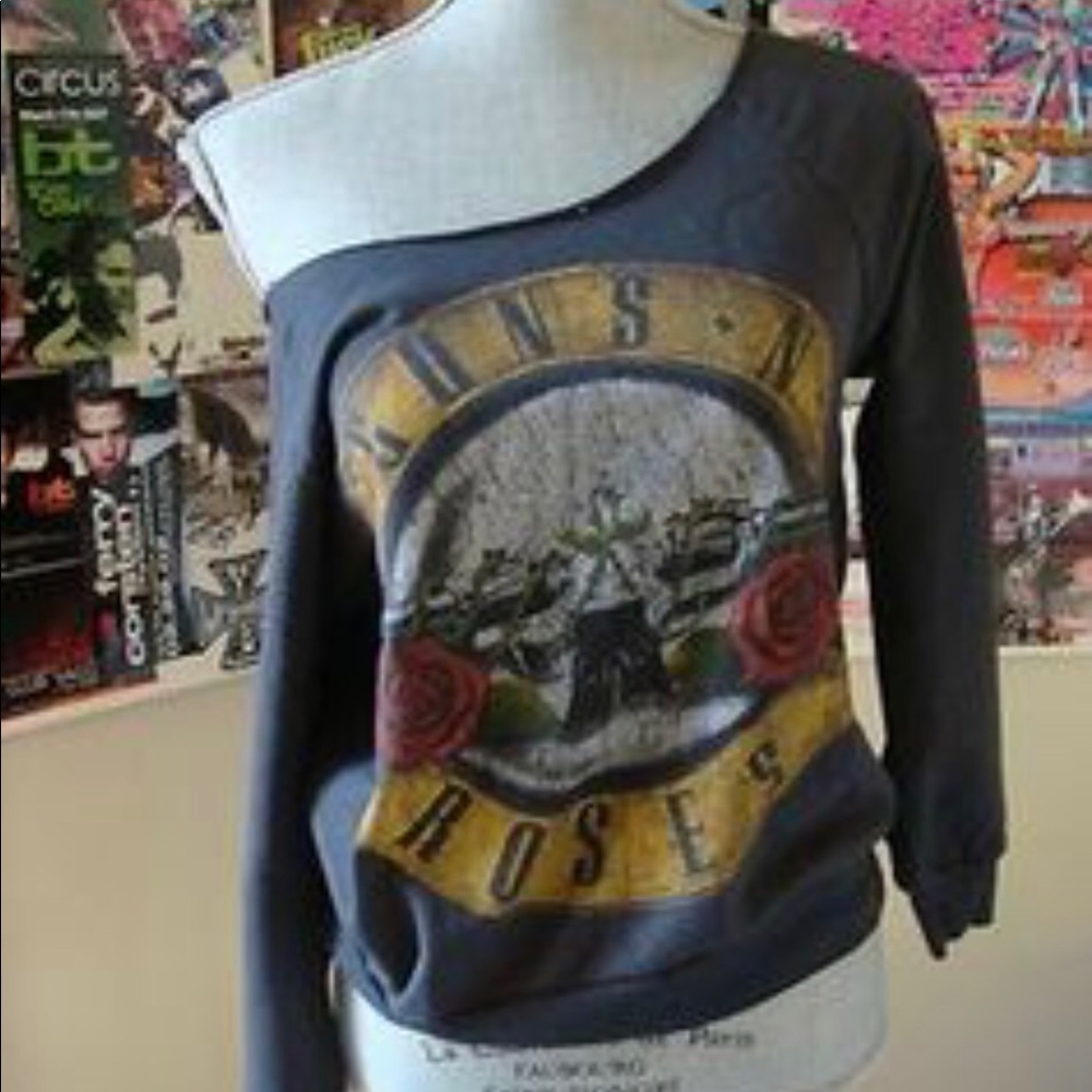 Guns N Roses off the shoulder sweater
